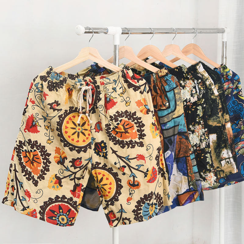 Pantalones Cortos de Playa Hombre Algodón-Lino | +30 Estampados | Talla Única 55-95 kg