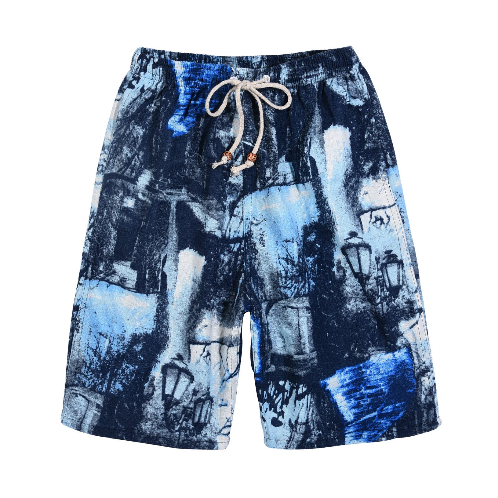 Pantalones Cortos de Playa Hombre Algodón-Lino | +30 Estampados | Talla Única 55-95 kg