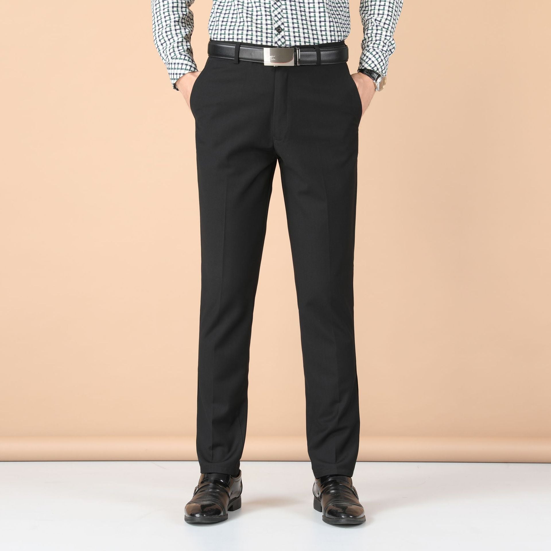 Pantalones de Vestir Hombre Business | Corte Slim y Recto Negro y Azul Marino