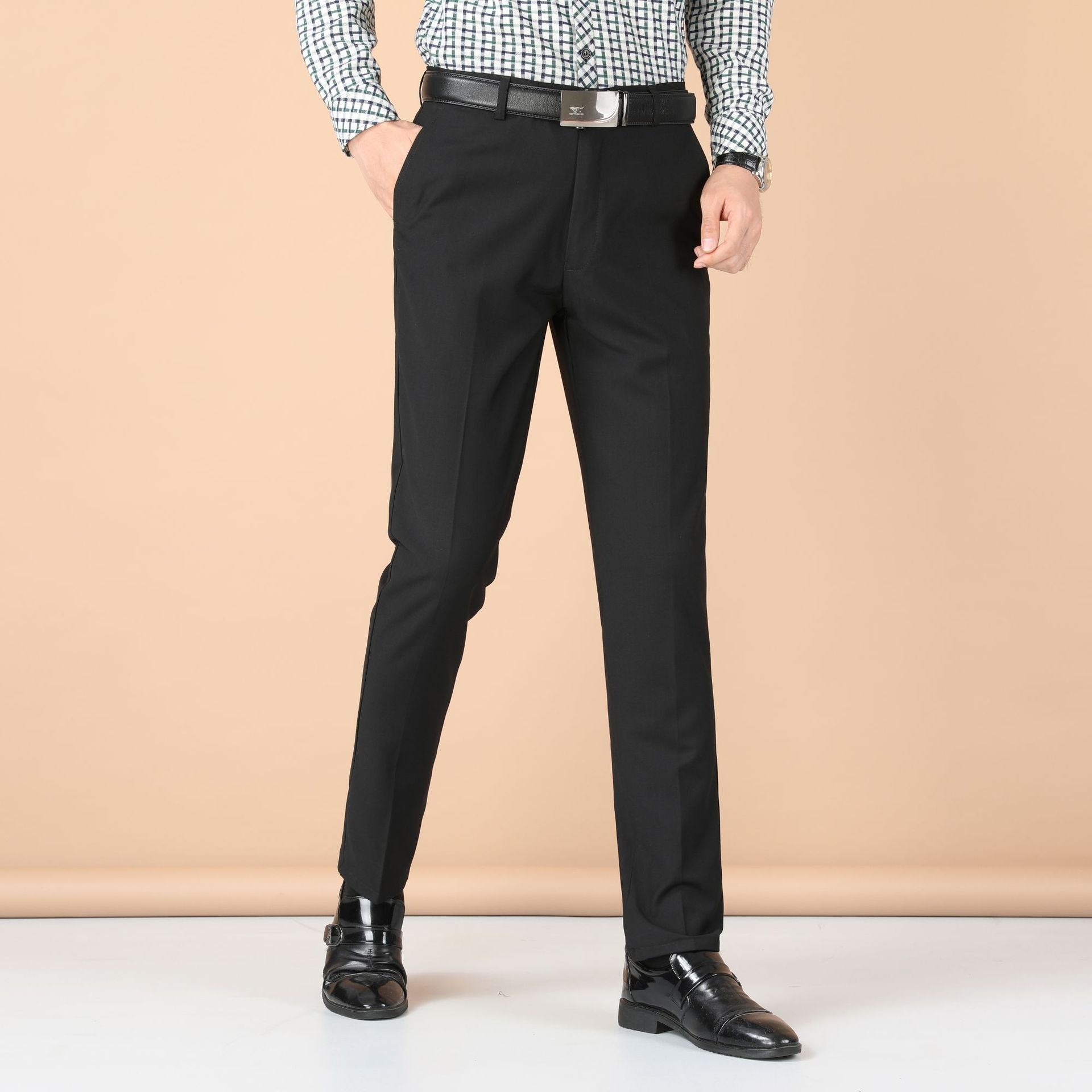 Pantalones de Vestir Hombre Business | Corte Slim y Recto Negro y Azul Marino