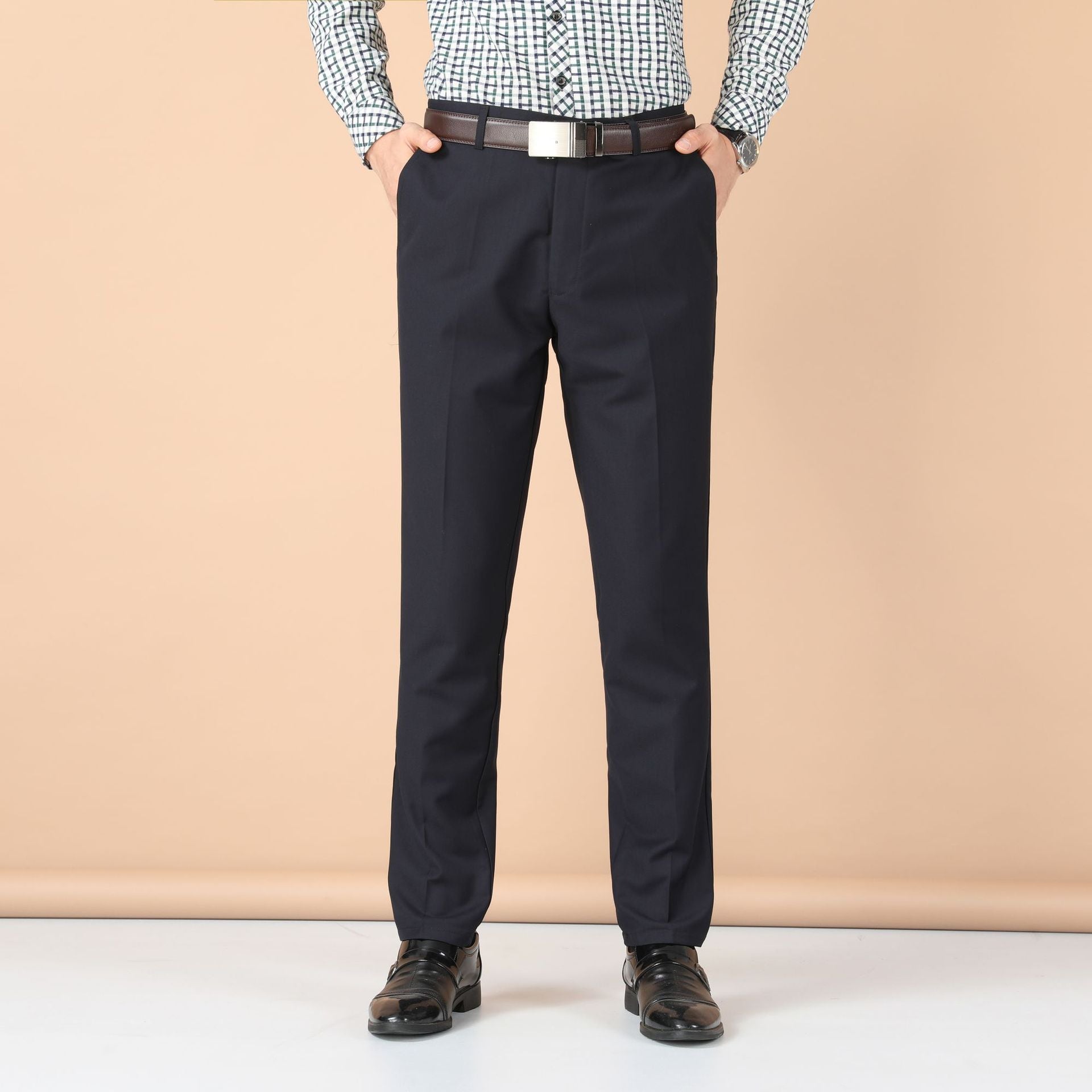 Pantalones de Vestir Hombre Slim Fit y Rectos | Negro y Azul Marino