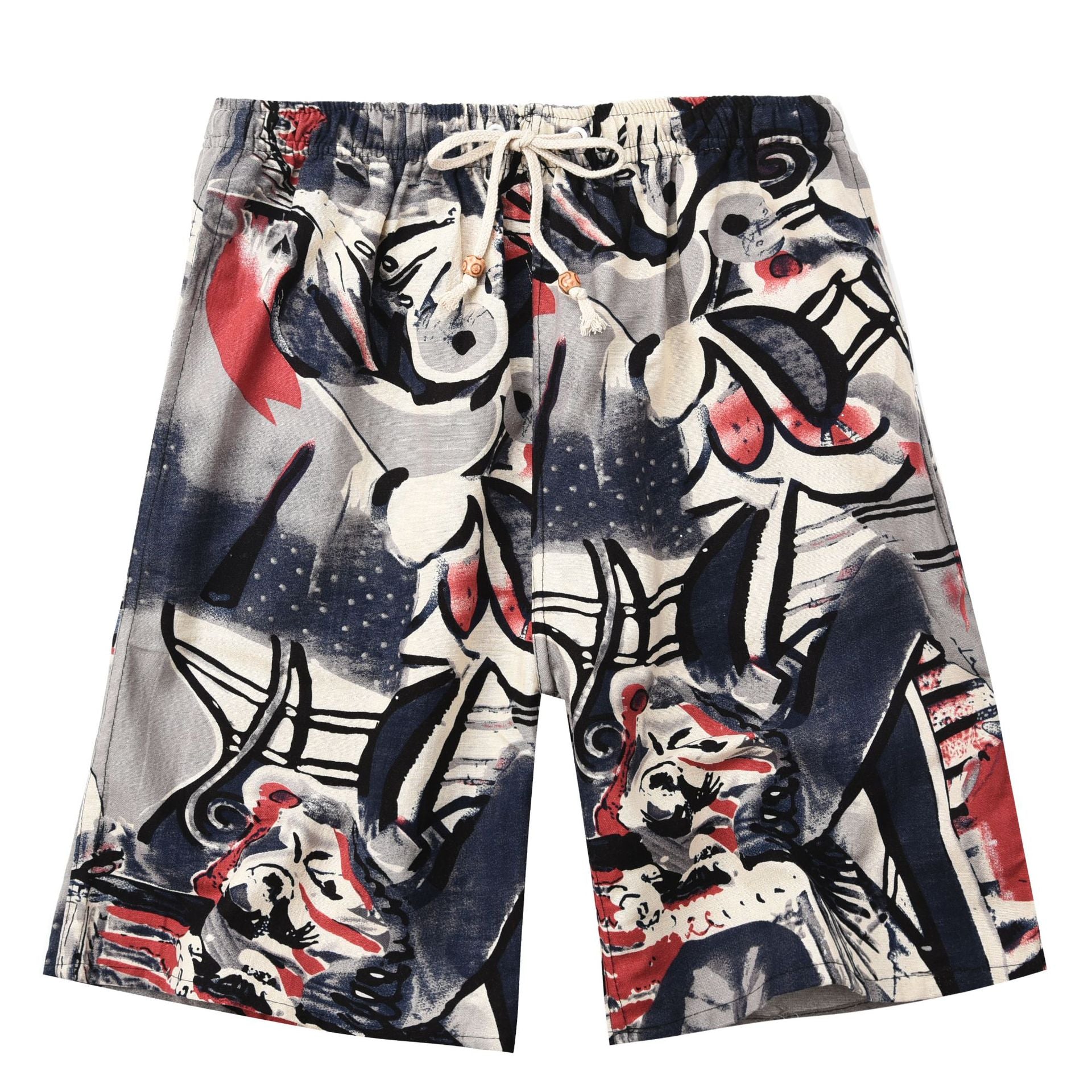 Pantalones Cortos de Playa Hombre Algodón-Lino | +30 Estampados | Talla Única 55-95 kg