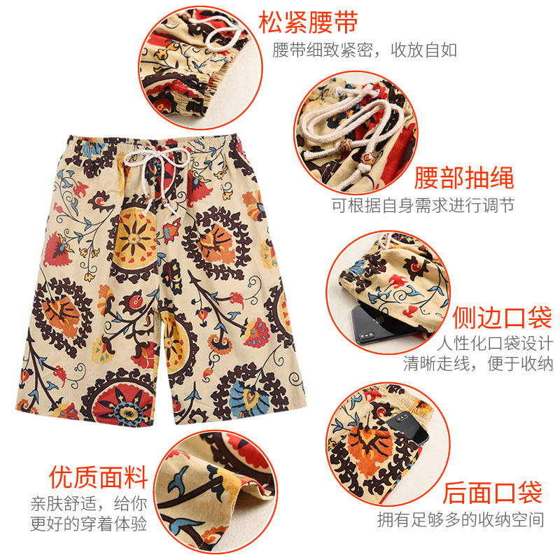 Pantalones Cortos de Playa Hombre Algodón-Lino | +30 Estampados | Talla Única 55-95 kg
