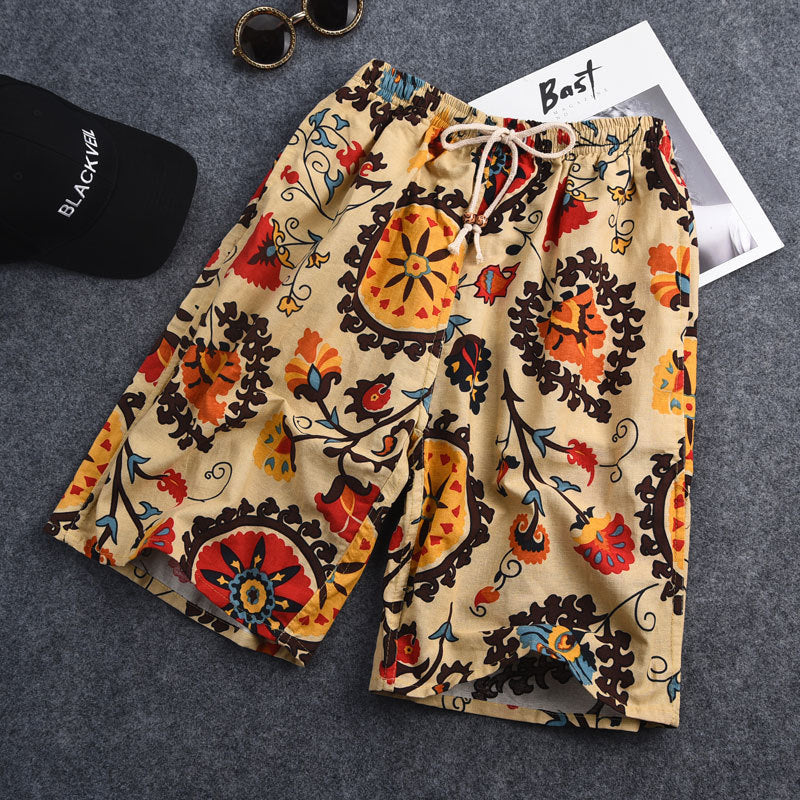 Shorts de Playa para Hombre – Algodón y Lino Estampado | Talla Única | 39 Diseños