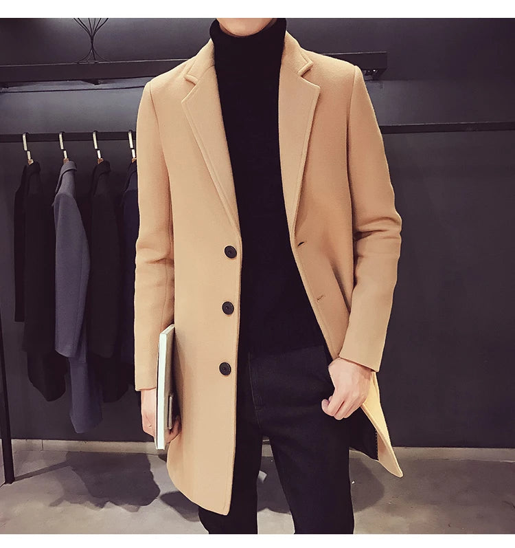 Men's Long Cotton Coat — Spring & Autumn