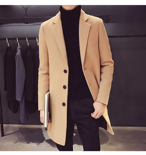 Abrigo Largo de Algodón para Hombre – Primavera y Otoño, Estilo Clásico