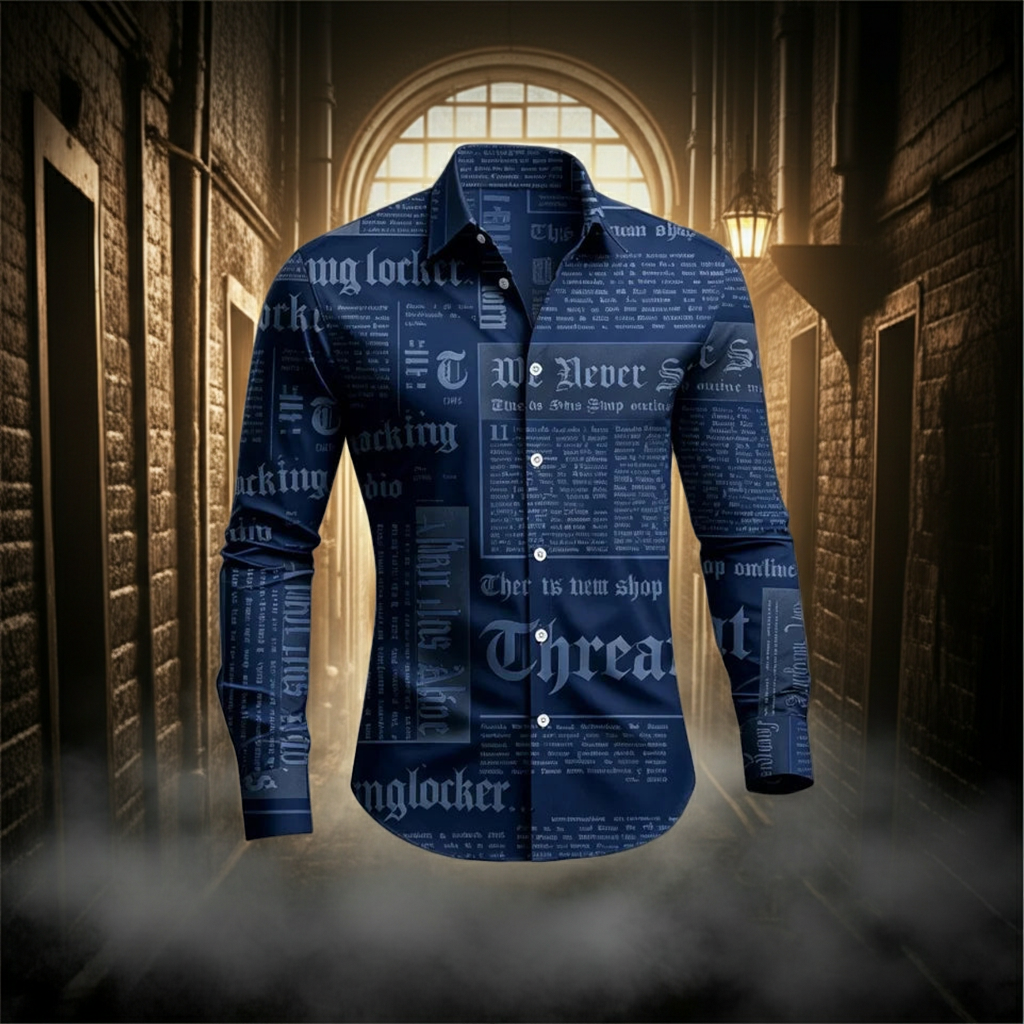 Camisa de Manga Larga para Hombre con Estampado Gótico Vintage – Streetwear Casual, Primavera y Otoño