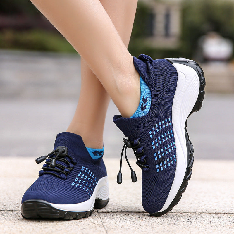 Zapatillas Tipo Calcetín Malla Flyknit | Plataforma Cuña Transpirable Mujer