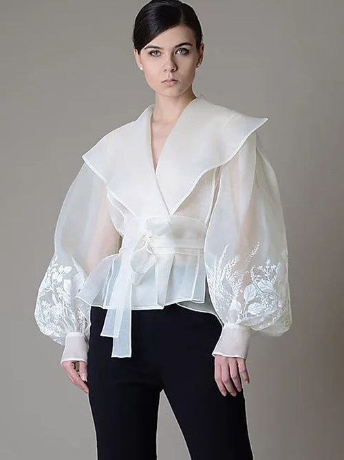 Blusa Elegante Estampada Estilo Francés — Manga Farol Verano 2026