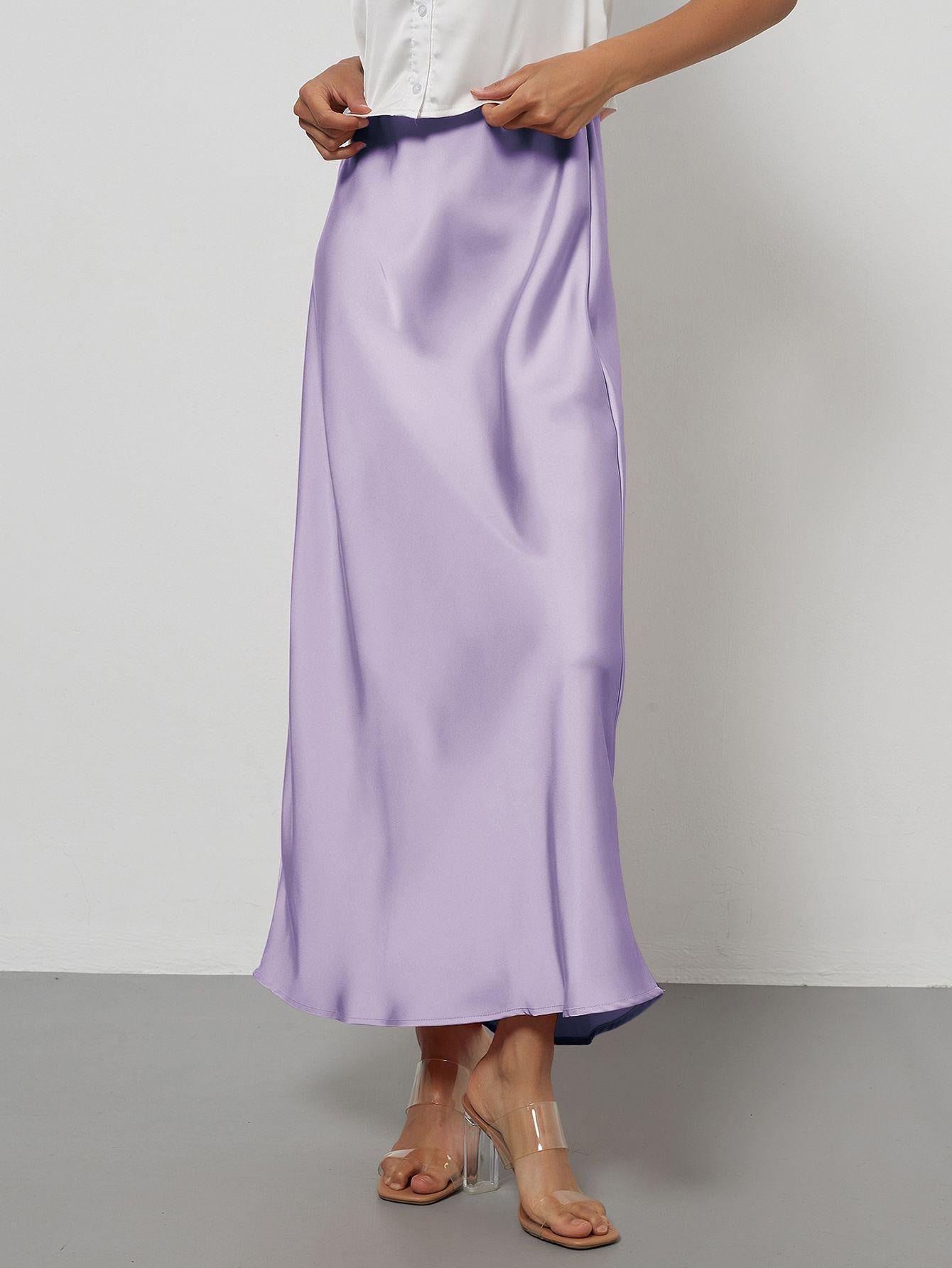 Falda Midi de Satén Elegante | Corte Sirena Estilizador | 40 Colores | Tallas XS-L