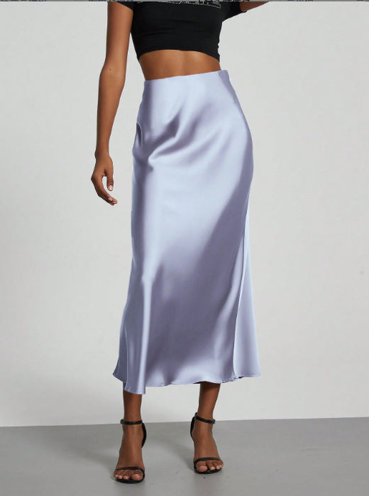 Falda Midi de Satén Elegante | Corte Sirena Estilizador | 40 Colores | Tallas XS-L