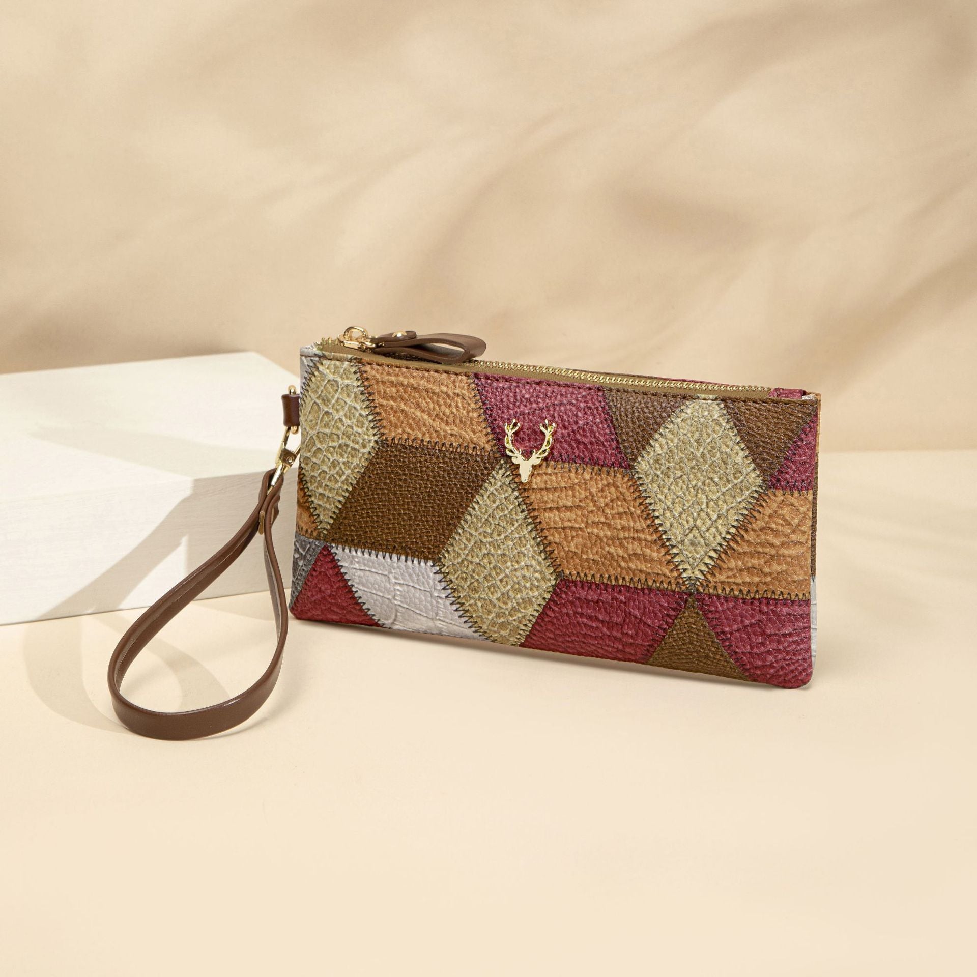 Bolso Cuadrado Retro Bicolor para Mujer — Cartera Pequeña con Cremallera | Moda 2026