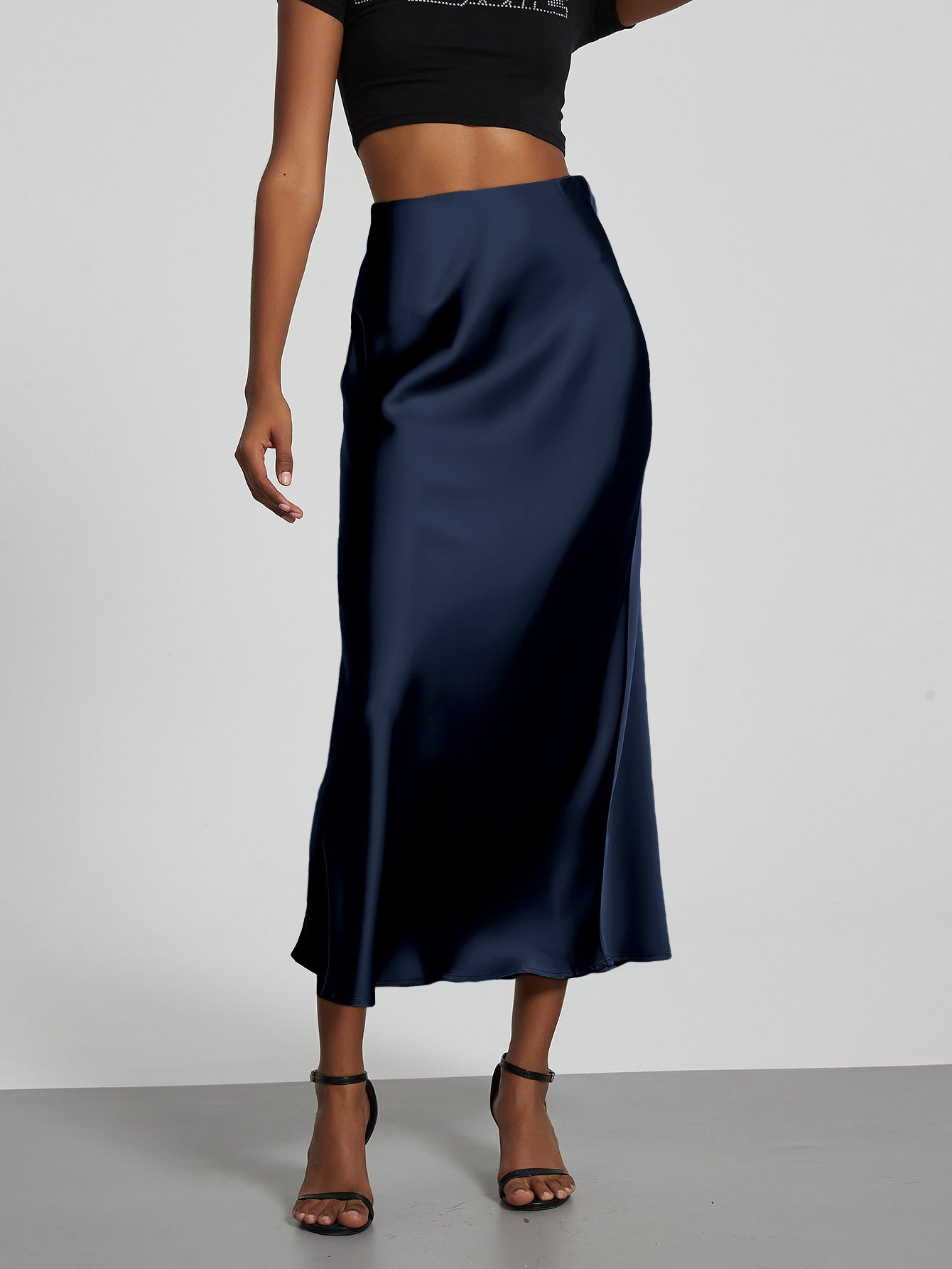 Falda Midi de Satén Elegante | Corte Sirena Estilizador | 40 Colores | Tallas XS-L