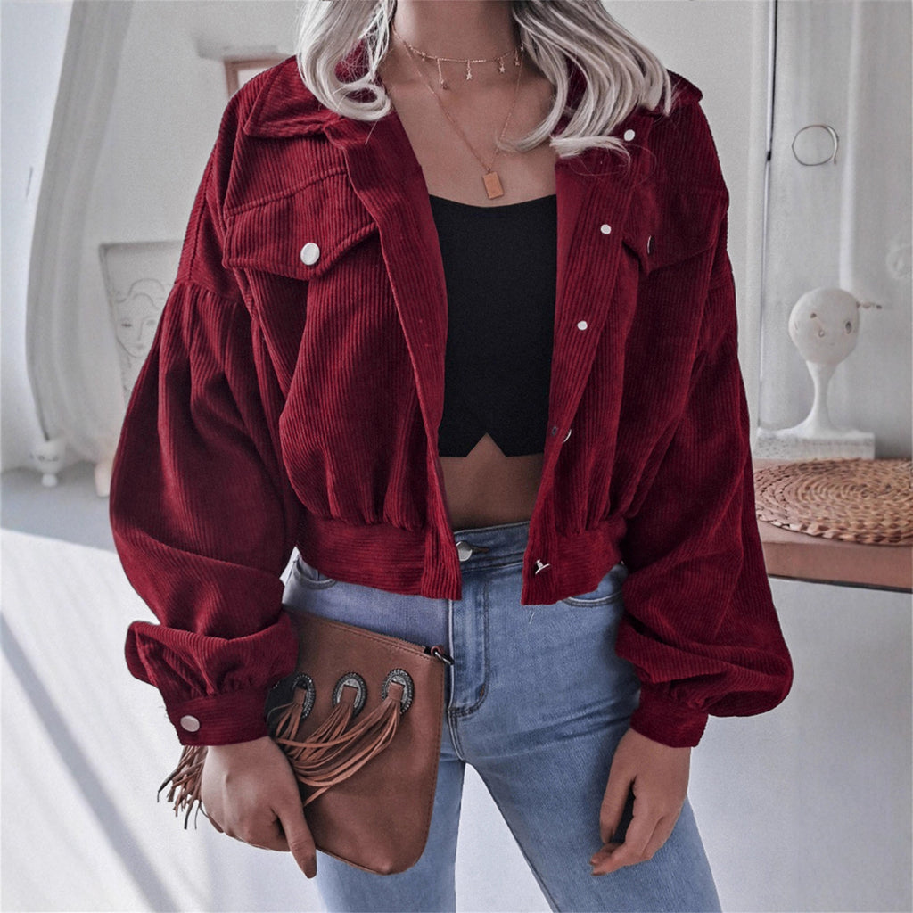 Chaqueta Corta Mujer de Pana | Manga Farol | Estilo Boyfriend | Casual Street | Tallas S-XL