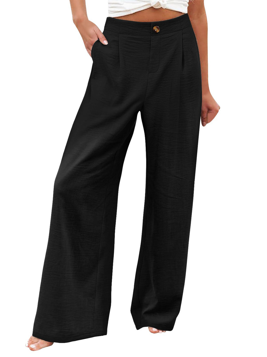 Pantalones Mujer Tiro Alto | Wide Leg | Cintura Elástica | Casual | Tallas S-2XL
