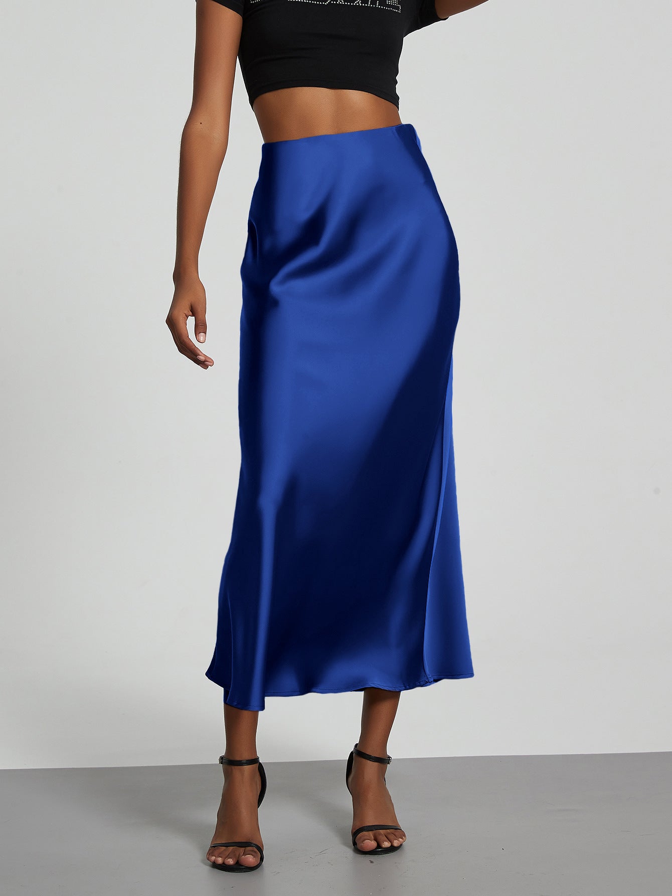 Falda Midi de Satén Elegante | Corte Sirena Estilizador | 40 Colores | Tallas XS-L