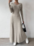 Vestido Largo de Punto Mujer | Manga Larga | Corte A-Line Slim | 2 Colores | Tallas S-XL