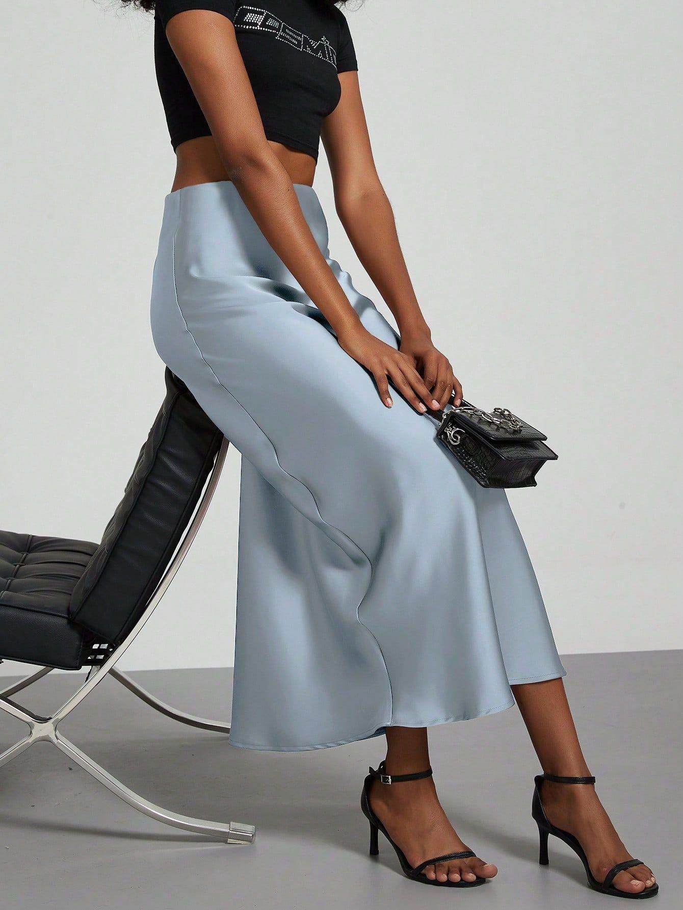 Falda Midi de Satén Elegante | Corte Sirena Estilizador | 40 Colores | Tallas XS-L