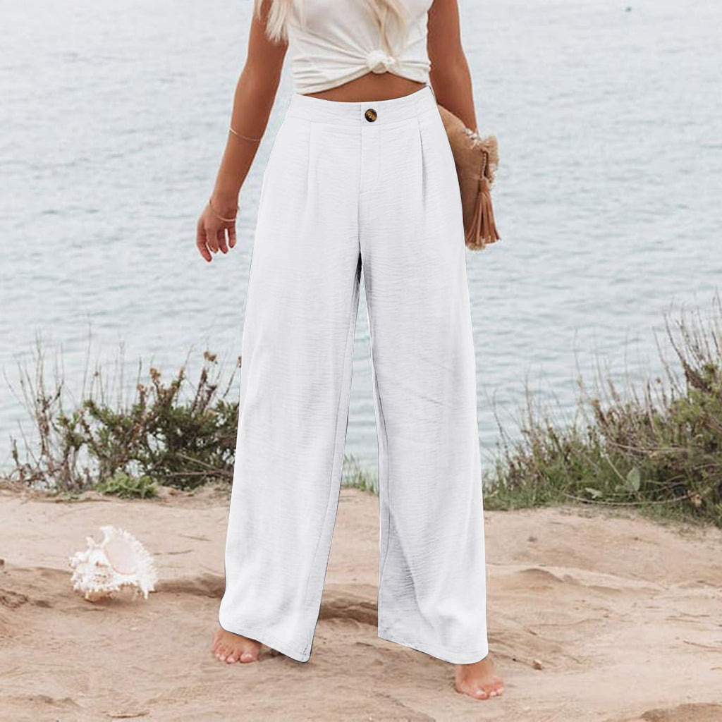 Pantalones Mujer Tiro Alto | Wide Leg | Cintura Elástica | Casual | Tallas S-2XL