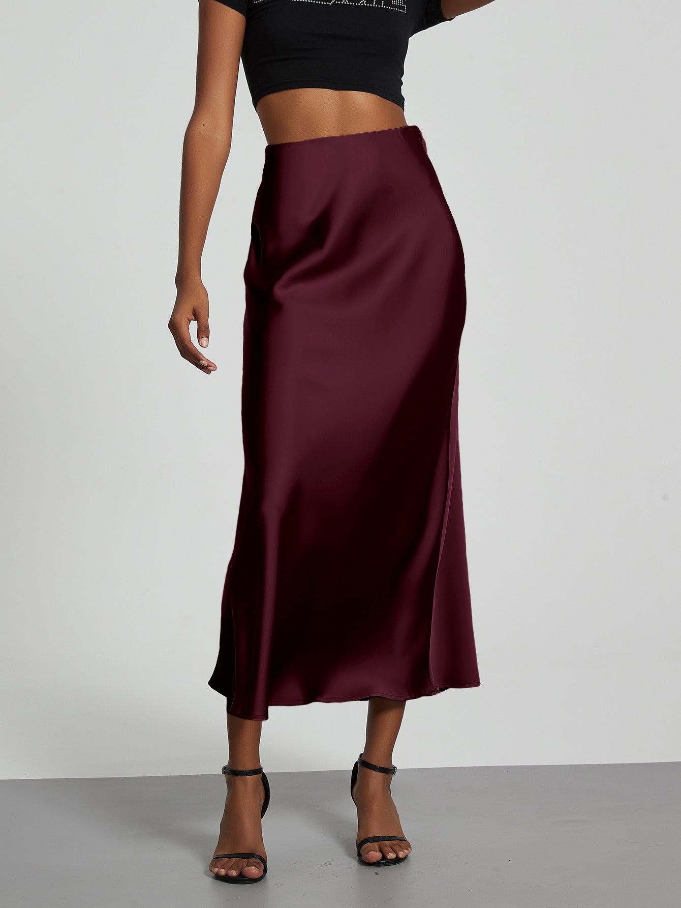 Falda Midi de Satén Elegante | Corte Sirena Estilizador | 40 Colores | Tallas XS-L