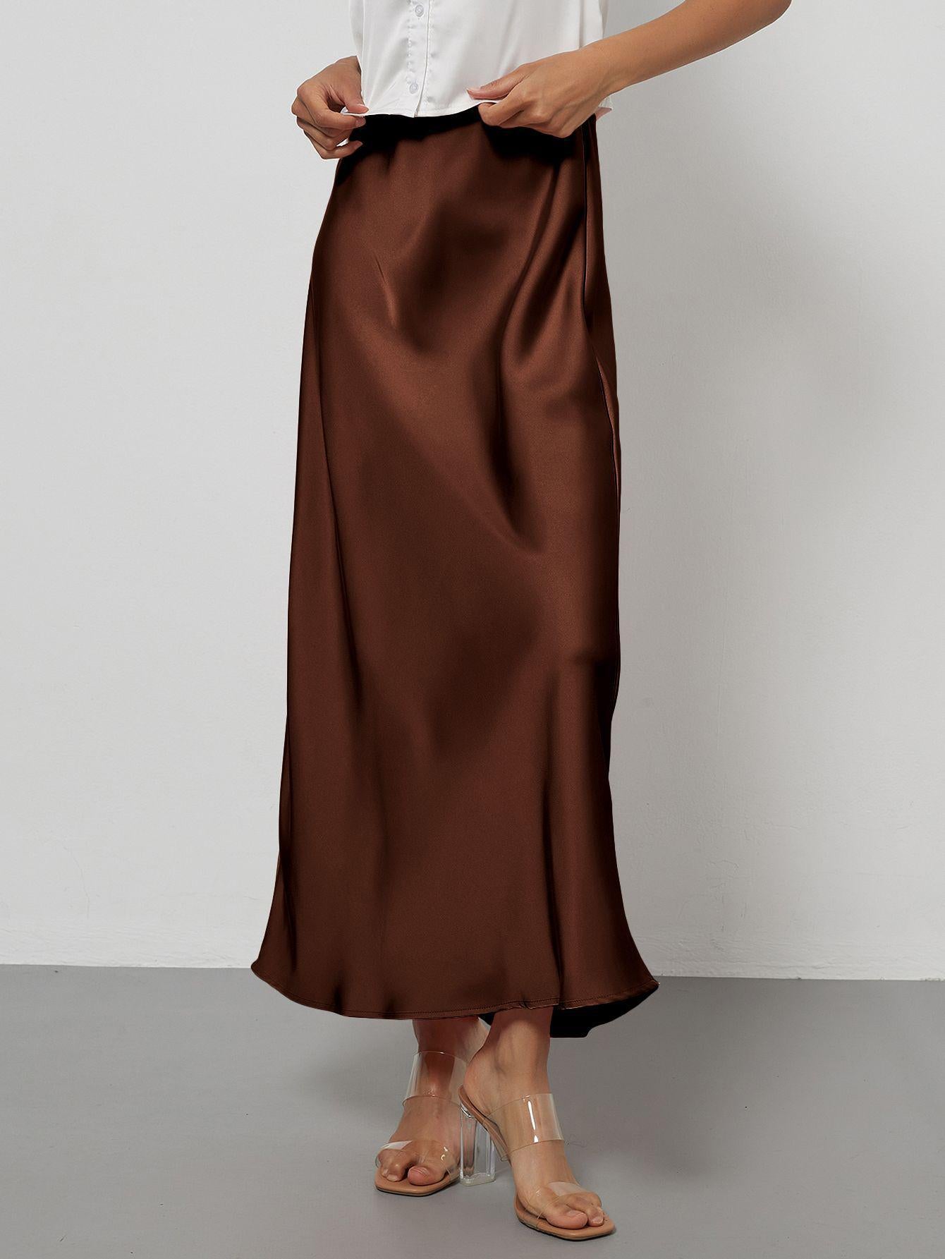 Falda Midi de Satén Elegante | Corte Sirena Estilizador | 40 Colores | Tallas XS-L