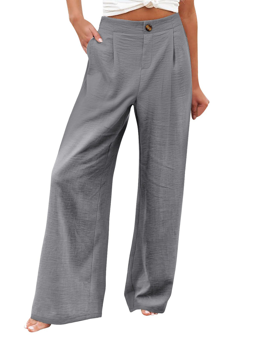 Pantalones Mujer Tiro Alto | Wide Leg | Cintura Elástica | Casual | Tallas S-2XL
