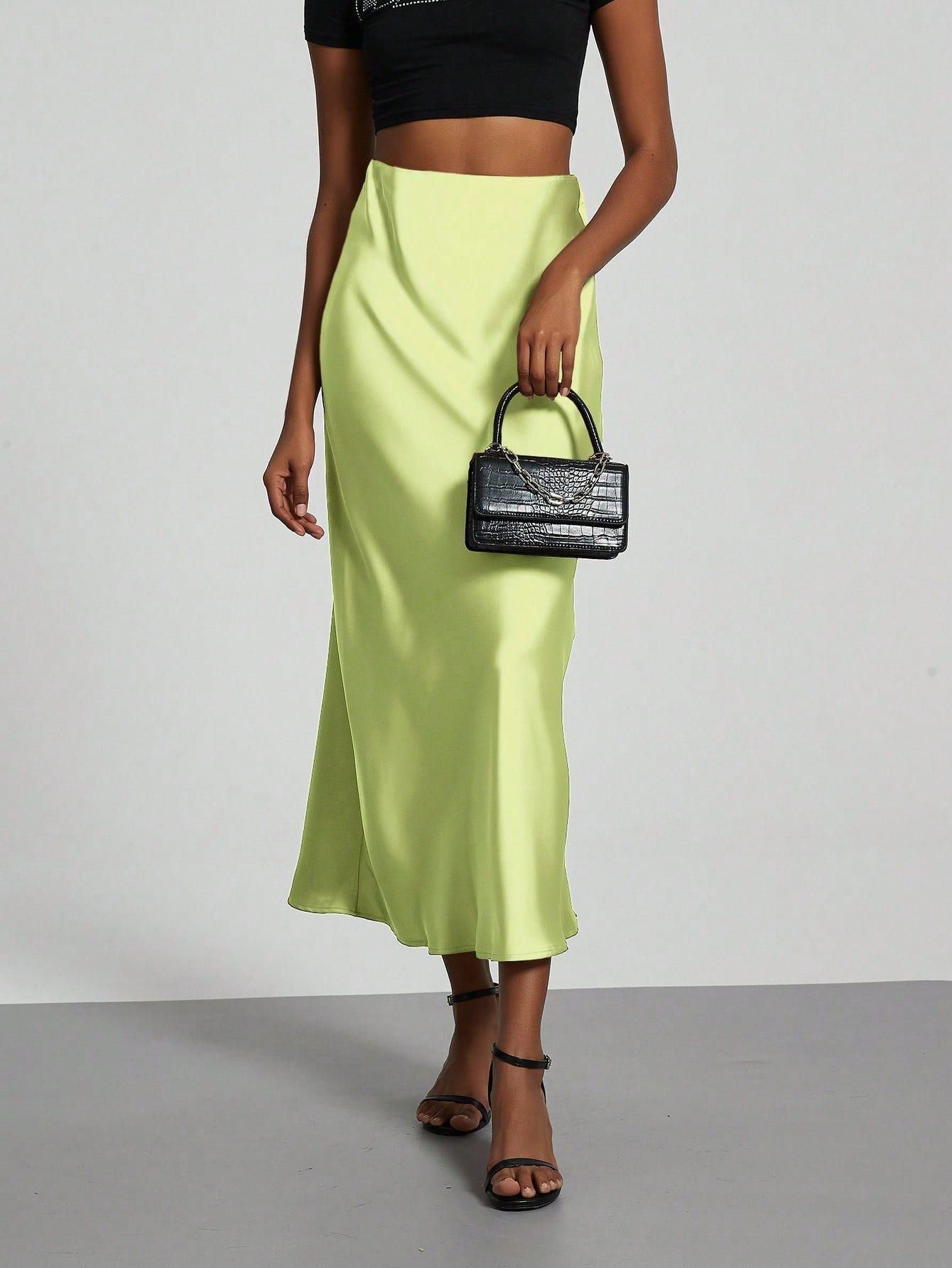 Falda Midi de Satén Elegante | Corte Sirena Estilizador | 40 Colores | Tallas XS-L