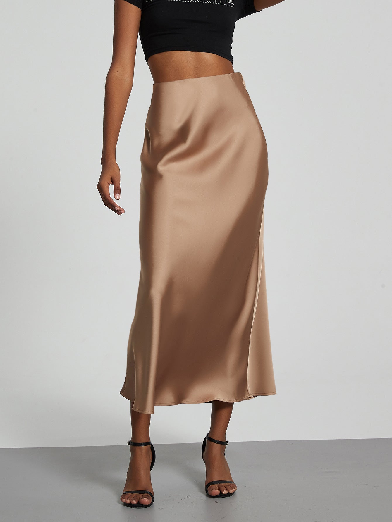 Falda Midi de Satén Elegante | Corte Sirena Estilizador | 40 Colores | Tallas XS-L