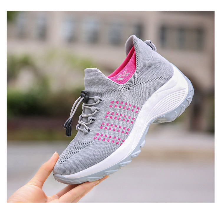 Zapatillas Tipo Calcetín Malla Flyknit | Plataforma Cuña Transpirable Mujer