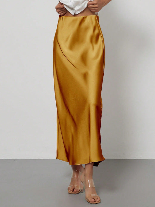 Falda Midi de Satén Elegante | Corte Sirena Estilizador | 40 Colores | Tallas XS-L