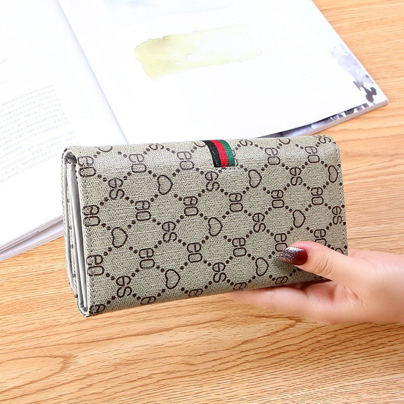 Cartera Larga Mujer | Plegable | Multifuncional | Tarjetero y Monedero | Estampado Geométrico | Marrón y Gris