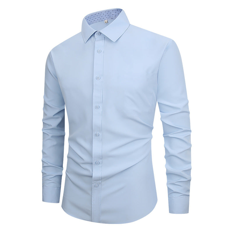 Camisa Hombre Manga Larga | Slim Fit | Color Liso | Antiarrugas | Business Casual | S-XXXXL