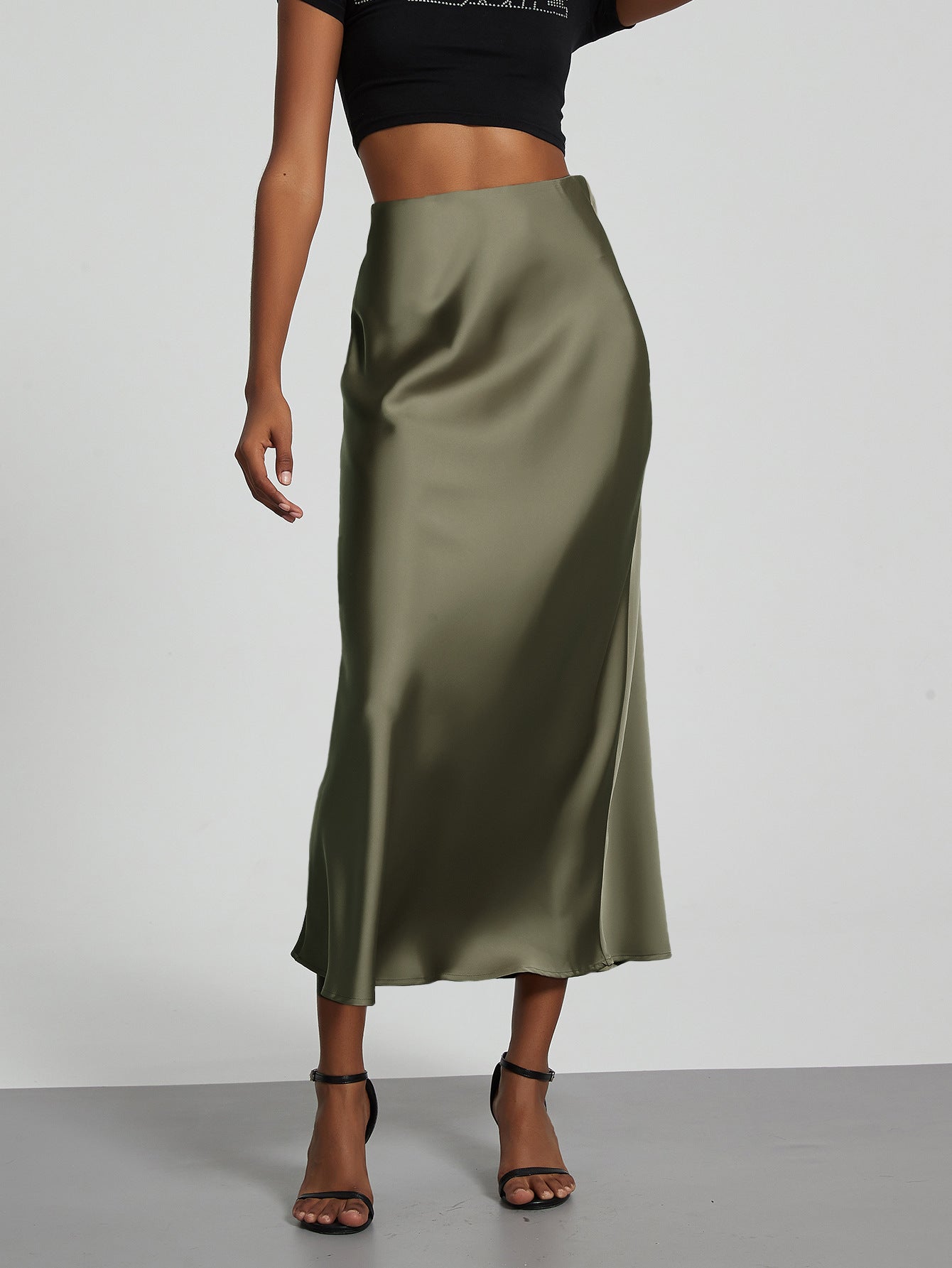 Falda Midi de Satén Elegante | Corte Sirena Estilizador | 40 Colores | Tallas XS-L