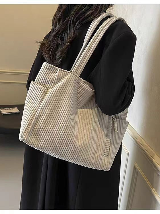 Bolso Tote Mujer de Pana | Gran Capacidad | Cierre Cremallera | Casual | Otoño Invierno