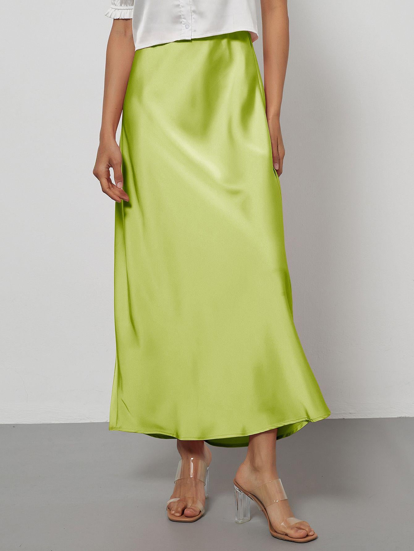 Falda Midi de Satén Elegante | Corte Sirena Estilizador | 40 Colores | Tallas XS-L