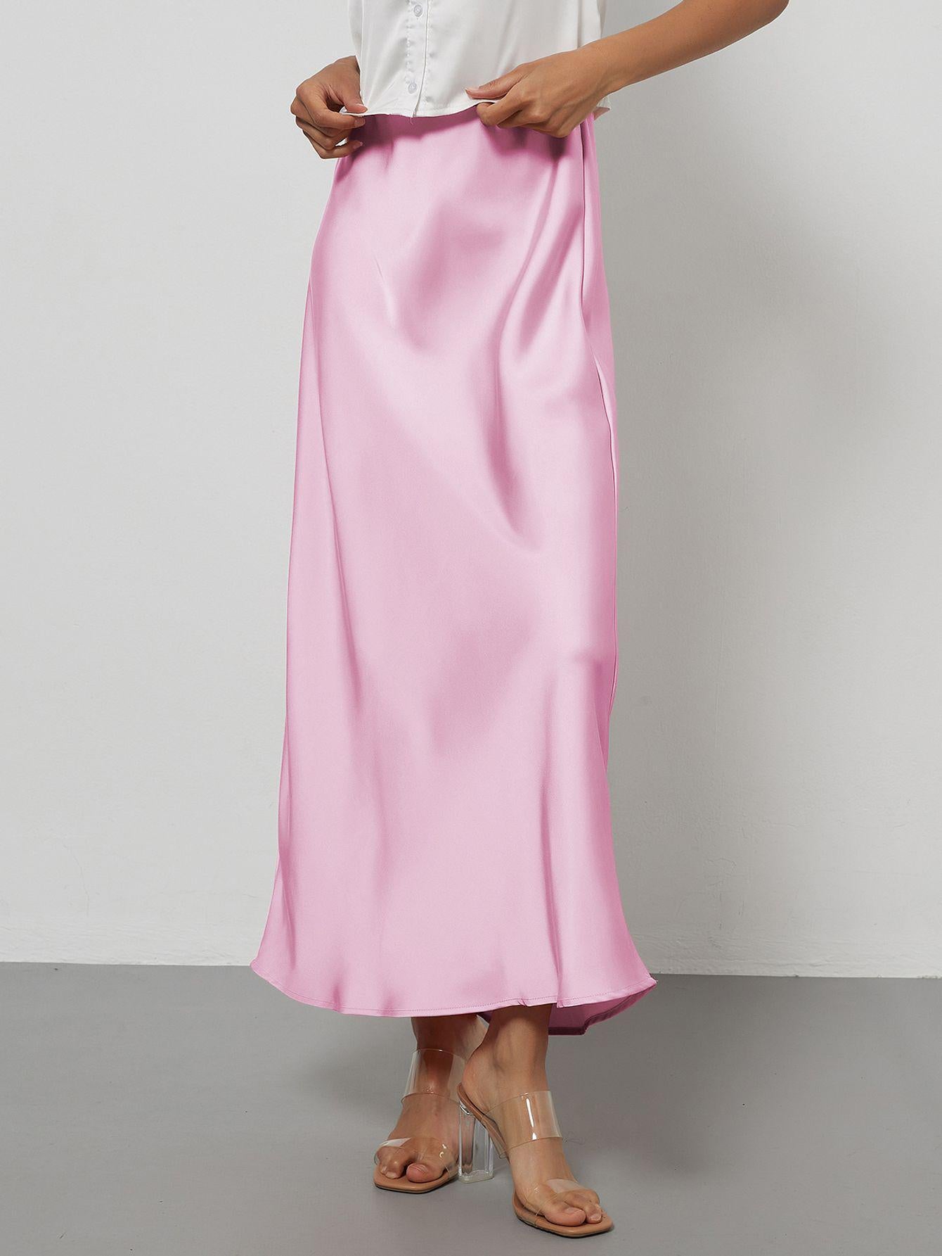 Falda Midi de Satén Elegante | Corte Sirena Estilizador | 40 Colores | Tallas XS-L