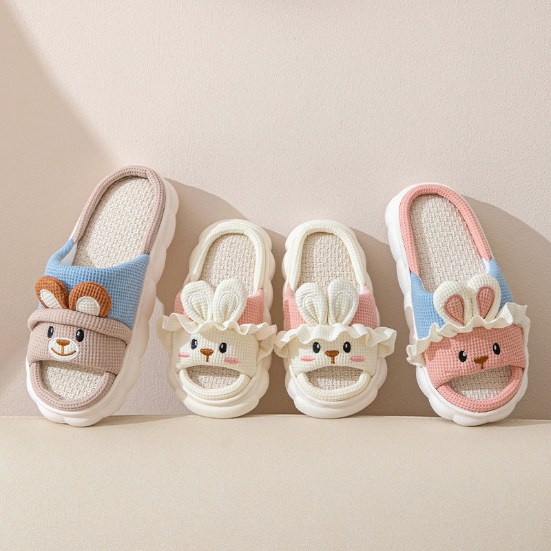 Zapatillas de Casa con Diseño de Conejo | Familia | Lino | 4 Estaciones