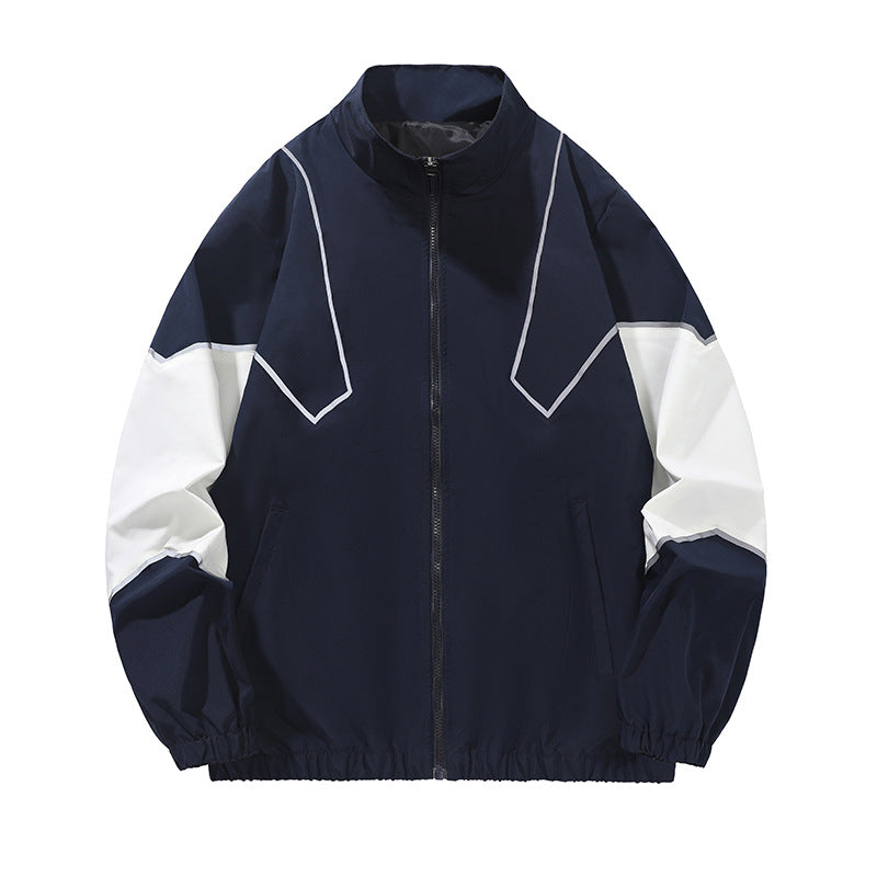Chaqueta Deportiva Hombre Reflectante | Cuello Alto Corte Holgado Primavera-Otoño