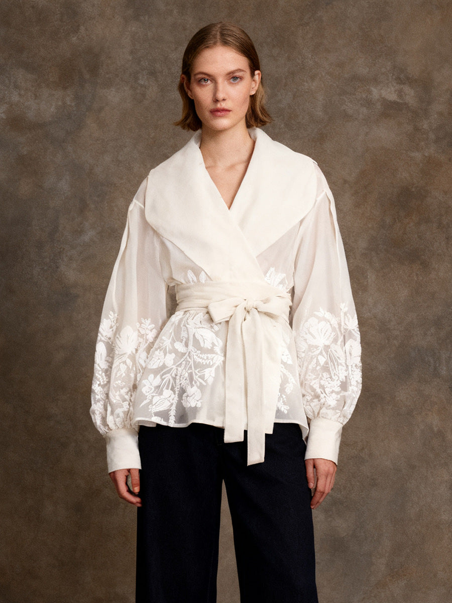 Blusa Elegante Estampada Estilo Francés — Manga Farol Verano 2026