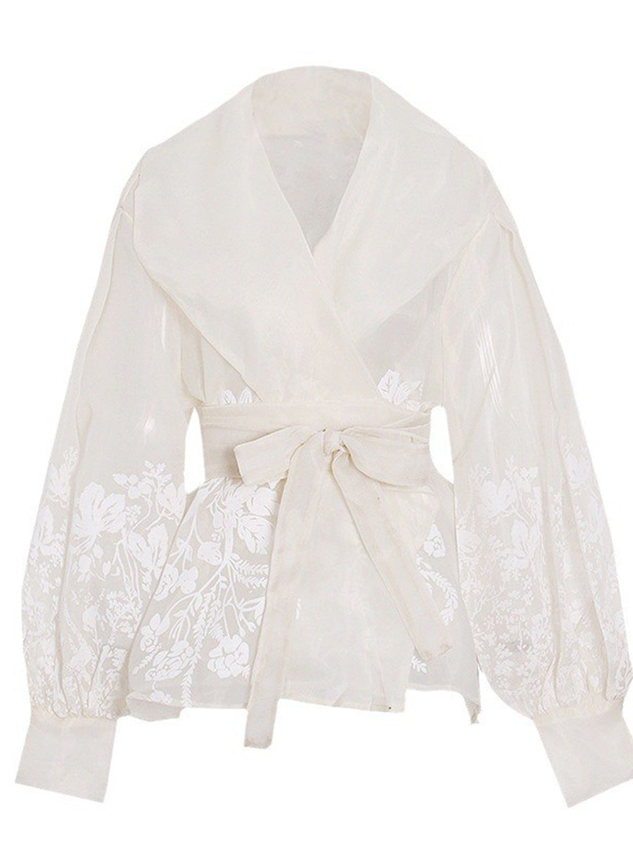 Blusa Elegante Estampada Estilo Francés — Manga Farol Verano 2026