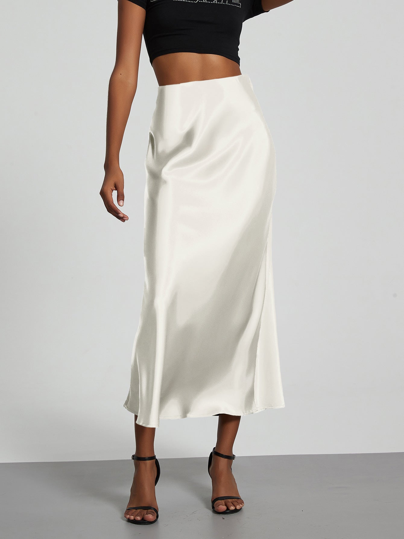Falda Midi de Satén Elegante | Corte Sirena Estilizador | 40 Colores | Tallas XS-L
