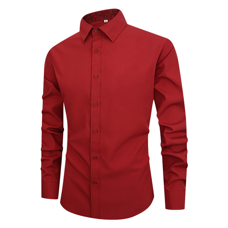 Camisa Hombre Manga Larga | Slim Fit | Color Liso | Antiarrugas | Business Casual | S-XXXXL