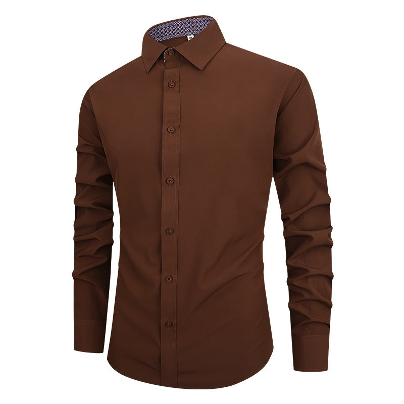 Camisa Hombre Manga Larga | Slim Fit | Color Liso | Antiarrugas | Business Casual | S-XXXXL