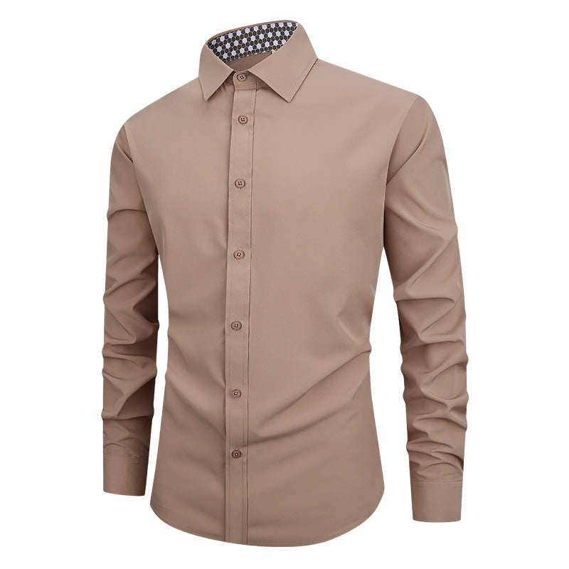 Camisa Hombre Manga Larga | Slim Fit | Color Liso | Antiarrugas | Business Casual | S-XXXXL