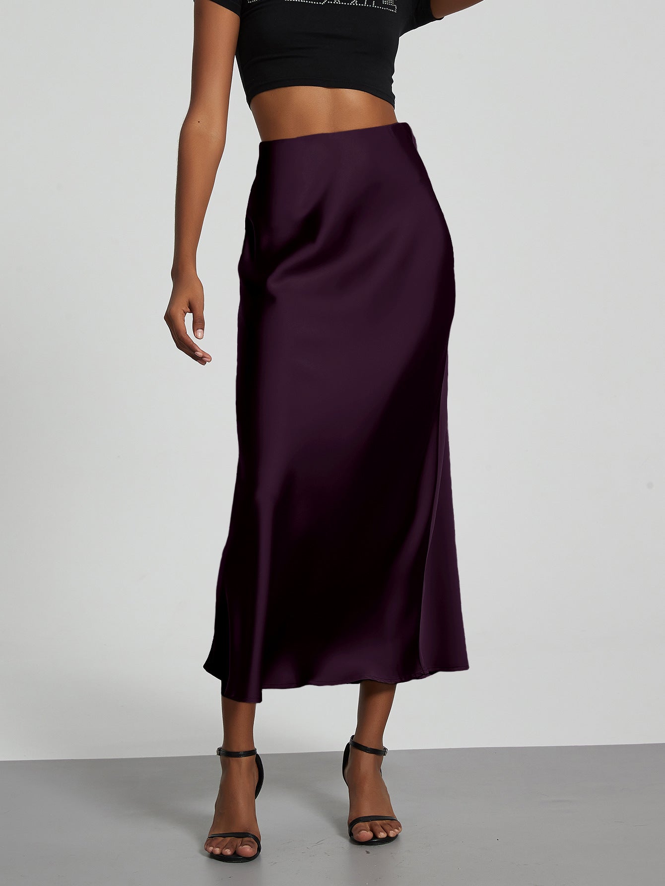 Falda Midi de Satén Elegante | Corte Sirena Estilizador | 40 Colores | Tallas XS-L