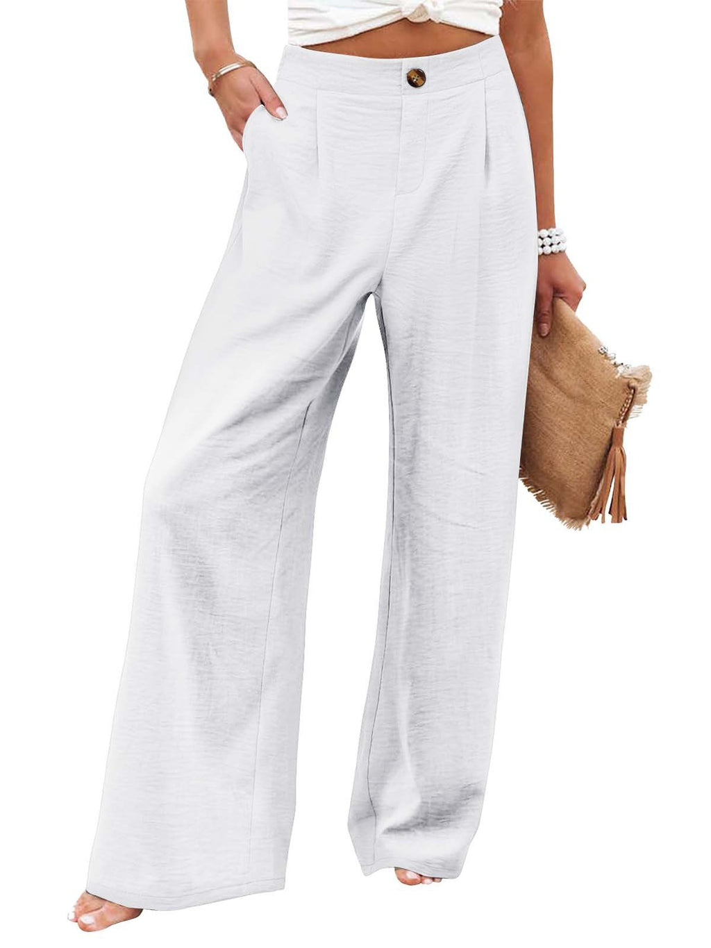 Pantalones Mujer Tiro Alto | Wide Leg | Cintura Elástica | Casual | Tallas S-2XL