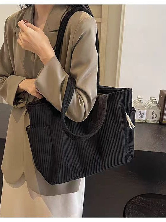 Bolso Tote Mujer de Pana | Gran Capacidad | Cierre Cremallera | Casual | Otoño Invierno