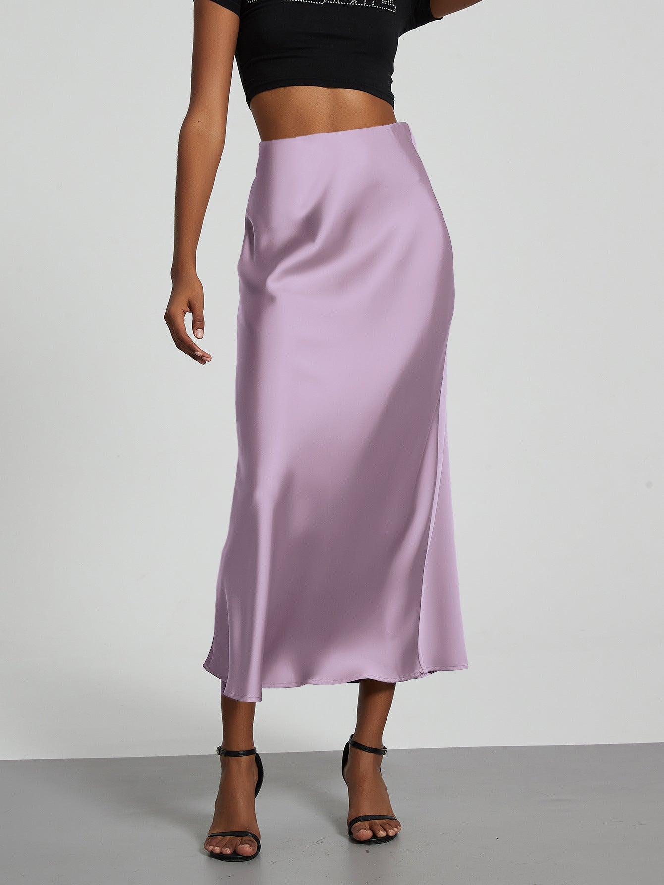 Falda Midi de Satén Elegante | Corte Sirena Estilizador | 40 Colores | Tallas XS-L