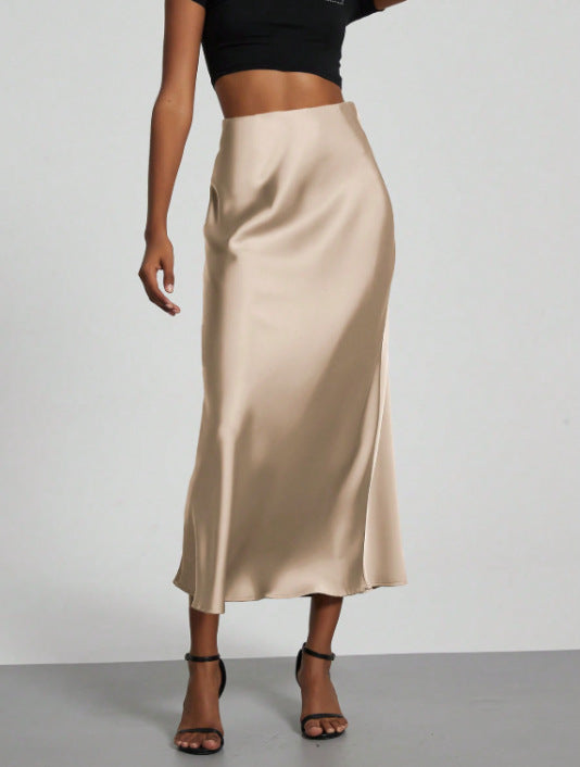 Falda Midi de Satén Elegante | Corte Sirena Estilizador | 40 Colores | Tallas XS-L