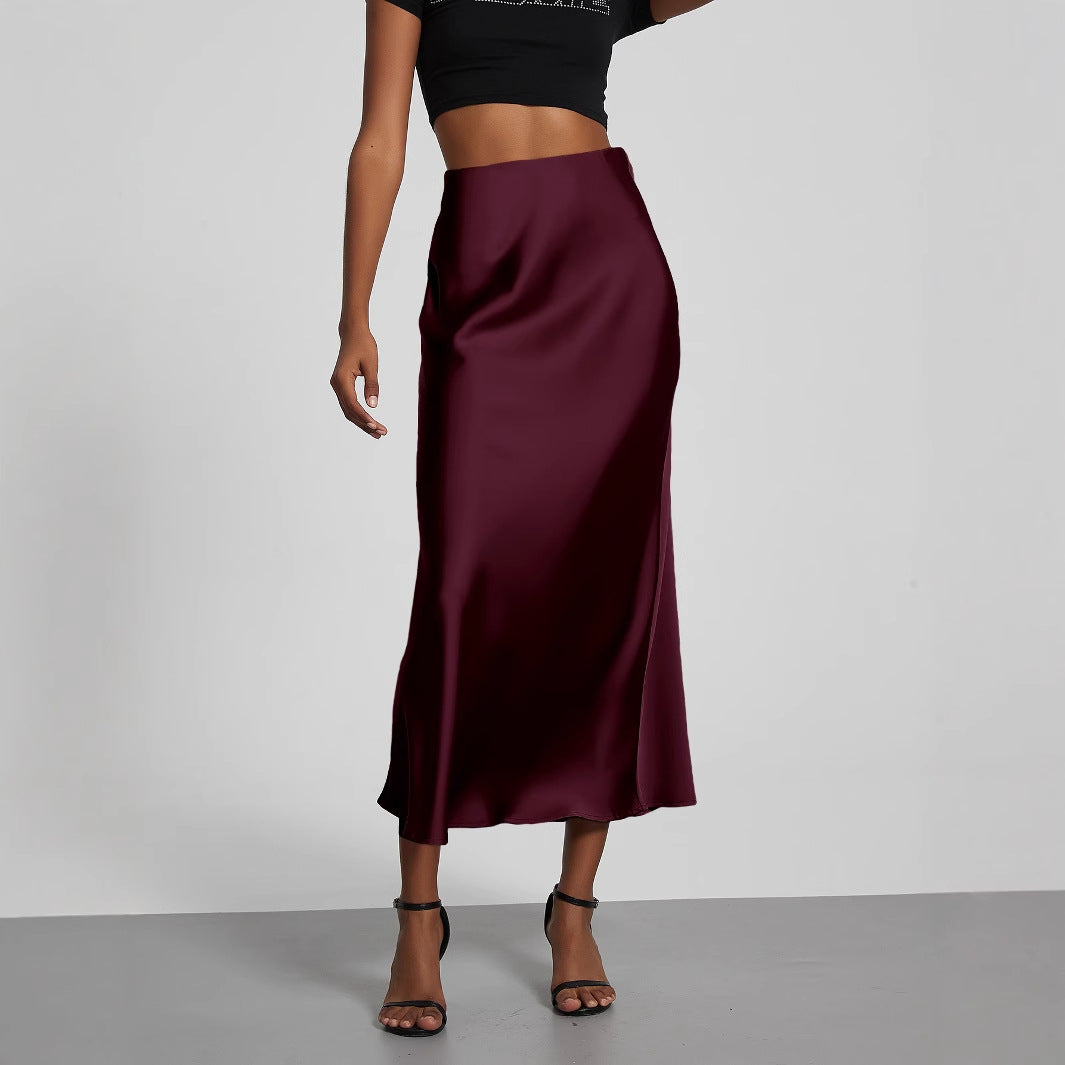 Falda Midi de Satén Elegante | Corte Sirena Estilizador | 40 Colores | Tallas XS-L